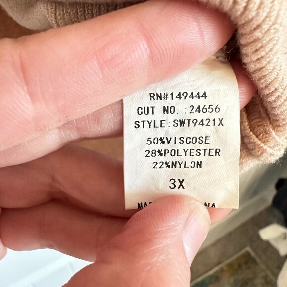 Siren Lily PLUS 3X women's pale peach cream neutral sweater with sparkles - Picture 8 of 12